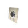 Plaque en acier inoxydable IZYX-SSP231 pour bouton poussoir 38mm. Modèle large avec pictogrammes et marquage braille. Compatible boîtes de cloisons.